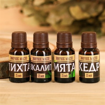 Набор аромамасел "Главному банщику", 4 шт. по 15 мл - фото 2074387