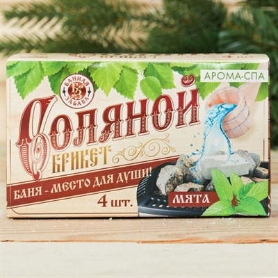 Соляной брикет для бани "Баня - место для души", 4 шт. с ароматом мяты - фото 2074479