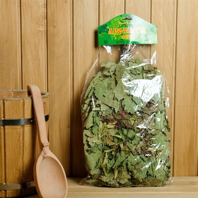 Веник для бани "Ароматы леса" из кавказского дуба с травами, в индивидуальной упаковке - фото 2074668