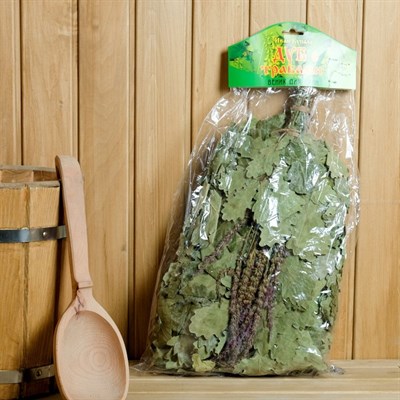 Веник для бани ЭКСТРА из кавказского дуба с шалфеем, в индивидуальной упаковке - фото 2074686