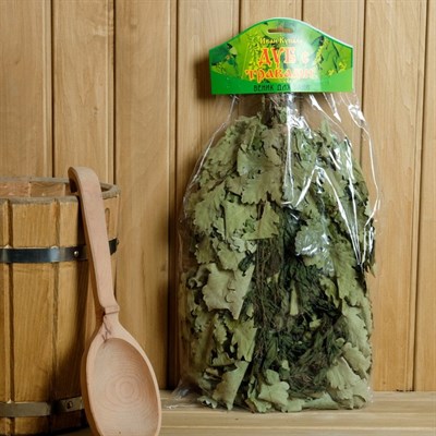 Веник для бани ЭКСТРА из кавказского дуба с крапивой, в индивидуальной упаковке - фото 2074688