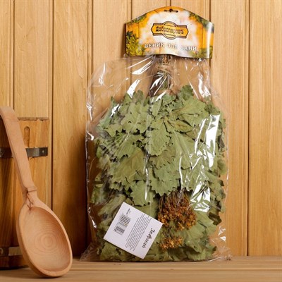 Веник для бани ЭКСТРА из кавказского дуба со зверобоем - фото 2074719