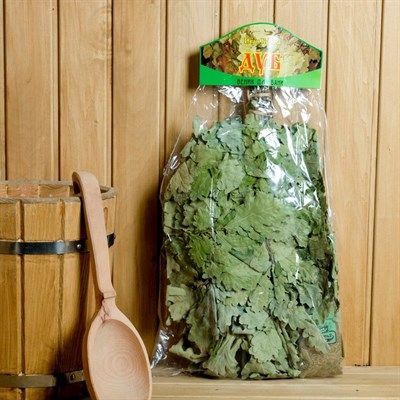 Набор веник ЭКСТРА из кавказского дуба с чайным напитком "Бодрость 2", в упаковке - фото 2074725