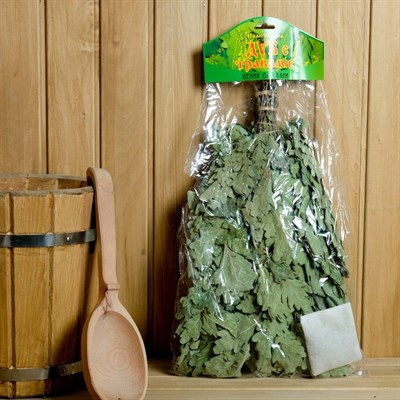 Веник для бани ЭКСТРА из кавказского дуба с чабрецом, в индивидуальной упаковке - фото 2074739