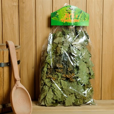 Веник для бани ЭКСТРА из кавказского дуба с пижмой, в индивидуальной упаковке - фото 2074743