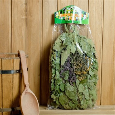 Веник для бани "Берёзовый рай" с травами, в индивидуальной упаковке - фото 2074745