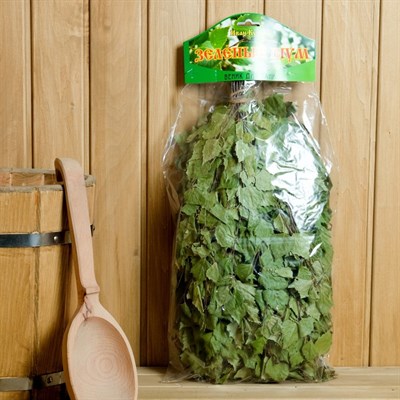 Веник для бани "Зелёный шум" берёзовый с эвкалиптом, в индивидуальной упаковке - фото 2074749