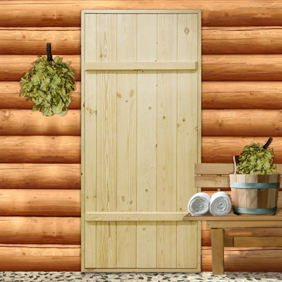 Дверной блок для бани, 160×80см, на клиньях, массив, "Добропаровъ" - фото 2079479
