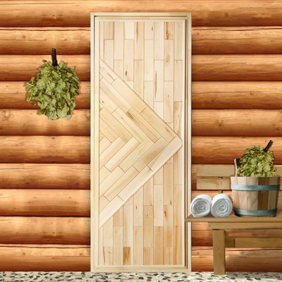 Дверь для бани "Кирпичики" по вертикали и диагонали, 200×80см - фото 2079492