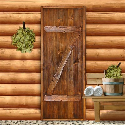 Дверь для бани "Классика с накладками", 160×70см, брашированная, морёная, лакированная - фото 2079581