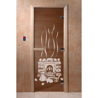 Дверь для бани и сауны стеклянная «Банька», 190×70см, 8мм, бронза - фото 2079597