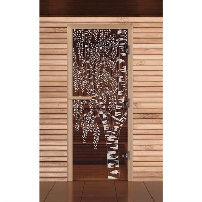Дверь для бани и сауны "Берёзка", бронза, 8мм, УФ-печать, 190х70см - фото 2079613