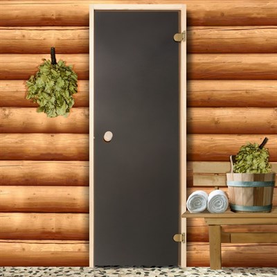 Дверь для бани и сауны стеклянная, 190×70см, 6мм, бронза матовая - фото 2079631
