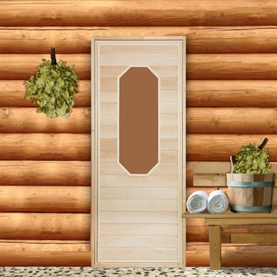 Дверь для бани со стеклом "Ромашка", 160×70см - фото 2079692