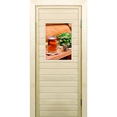 Дверь для бани со стеклом (40*60), "Полок", 170×70см, коробка из осины - фото 2079735