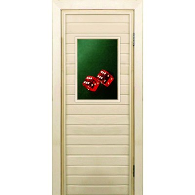 Дверь для бани со стеклом (40*60), "Кубики", 170×70см, коробка из осины - фото 2079741