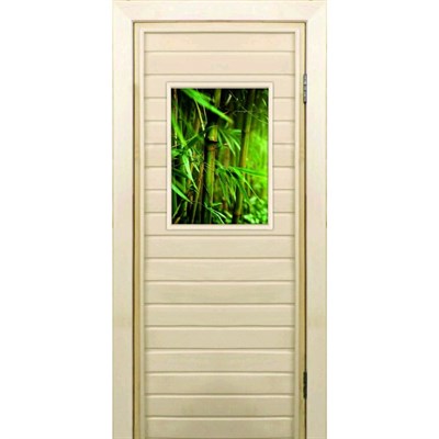 Дверь для бани со стеклом (40*60), "Бамбук-1", 170×70см, коробка из осины - фото 2079742