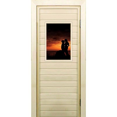 Дверь для бани со стеклом (40*60), "Силуэты", 170×70см, коробка из осины - фото 2079745