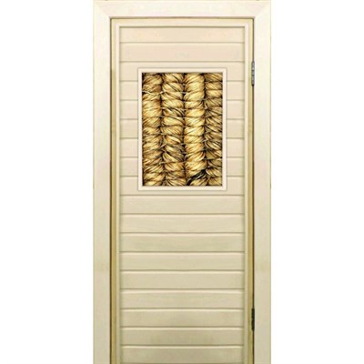 Дверь для бани со стеклом (40*60), "Плетёнка", 170×70см, коробка из осины - фото 2079748