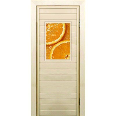 Дверь для бани со стеклом (40*60), "Апельсин", 170×70см, коробка из осины - фото 2079751