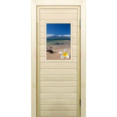 Дверь для бани со стеклом (40*60), "Пляж", 170×70см, коробка из осины - фото 2079766