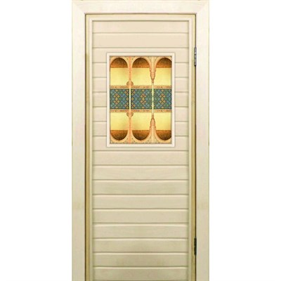 Дверь для бани со стеклом (40*60), "Восточные мотивы", 170×70см, коробка из осины - фото 2079775