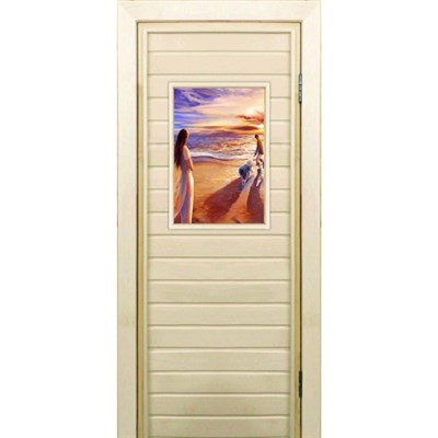 Дверь для бани со стеклом (40*60), "Прогулка", 180×70см, коробка из осины - фото 2079779