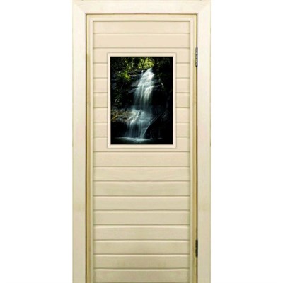 Дверь для бани со стеклом (40*60), "Водопад-2", 170×70см, коробка из осины - фото 2079808