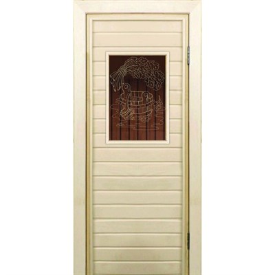 Дверь для бани со стеклом (40*60), "Банные радости-2", бронза, 170×70см, коробка из осины - фото 2079820