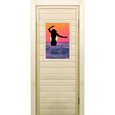 Дверь для бани со стеклом (40*60), "Силуэт", 170×70см, коробка из осины - фото 2079838