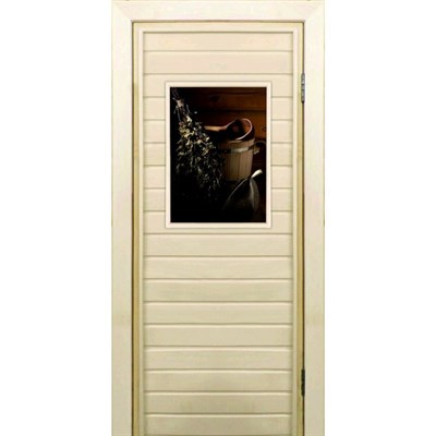 Дверь для бани со стеклом (40*60), "Банный набор", 170×70см, коробка из осины - фото 2079841