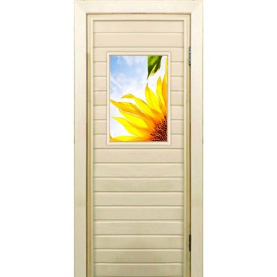Дверь для бани со стеклом (40*60), "Подсолнух", 170×70см, коробка из осины - фото 2079844