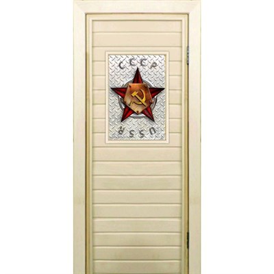 Дверь для бани со стеклом (40*60), "Звезда", 190×70см, коробка из осины - фото 2079864