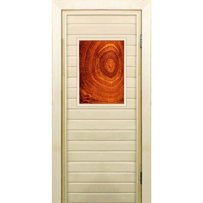 Дверь для бани со стеклом (40*60), "Кольца", 170×70см, коробка из осины - фото 2079865