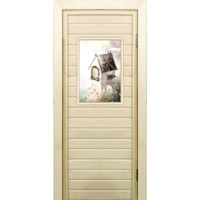Дверь для бани со стеклом (40*60), "Сказочный домик", 170×70см, коробка из осины - фото 2079874