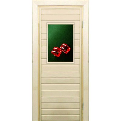 Дверь для бани со стеклом (40*60), "Кубики", 190×70см, коробка из осины - фото 2079884