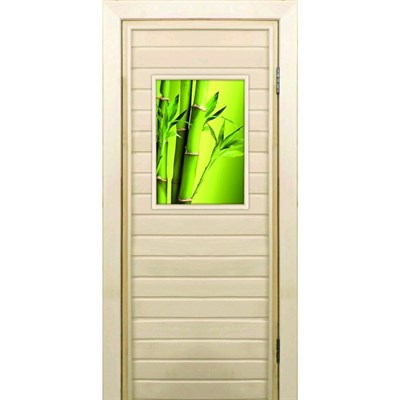Дверь для бани со стеклом (40*60), "Бамбук-2", 170×70см, коробка из осины - фото 2079890