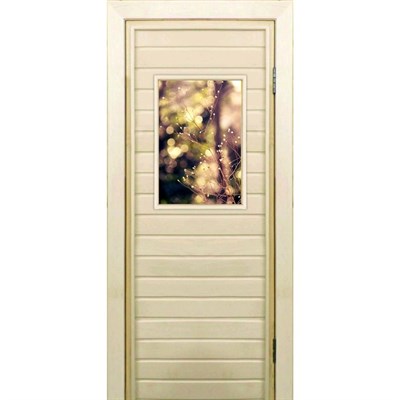 Дверь для бани со стеклом (40*60), "Трава", 170×70см, коробка из осины - фото 2079893