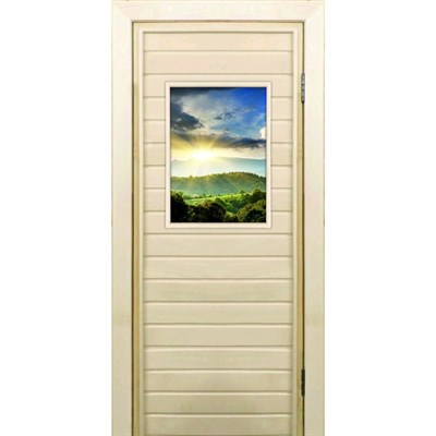Дверь для бани со стеклом (40*60), "Природа", 170×70см, коробка из осины - фото 2079896