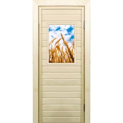 Дверь для бани со стеклом (40*60), "Пшеница-1", 170×70см, коробка из осины - фото 2079899