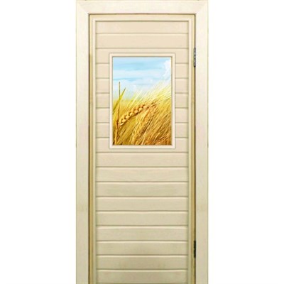 Дверь для бани со стеклом (40*60), "Пшеница-2", 170×70см, коробка из осины - фото 2079905