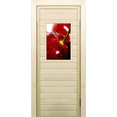 Дверь для бани со стеклом (40*60), "Вишня", 170×70см, коробка из осины - фото 2079909