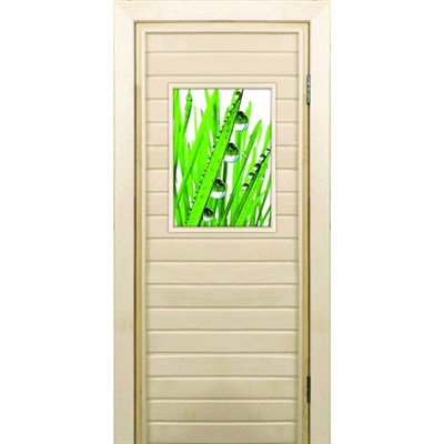 Дверь для бани со стеклом (40*60), "Капли", 170×70см, коробка из осины - фото 2079912