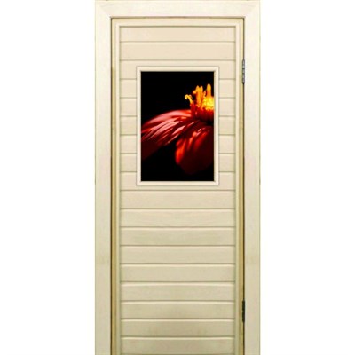 Дверь для бани со стеклом (40*60), "Цветок", 170×70см, коробка из осины - фото 2079915