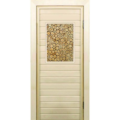 Дверь для бани со стеклом (40*60), "Поленница-3", 170×70см, коробка из осины - фото 2079924