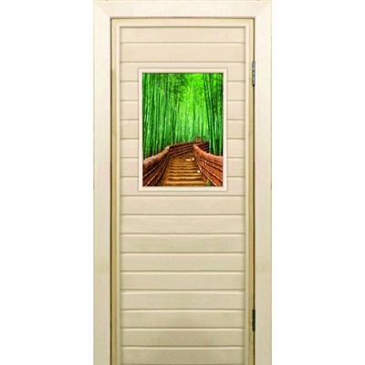 Дверь для бани со стеклом (40*60), "Бамбук-3", 170×70см, коробка из осины - фото 2079930