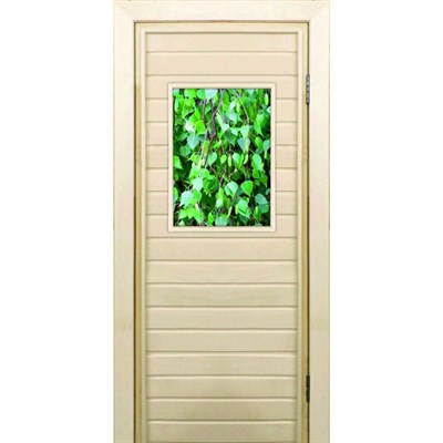Дверь для бани со стеклом (40*60), "Березка", 180×70см, коробка из осины - фото 2079935