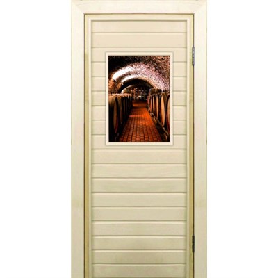 Дверь для бани со стеклом (40*60), "Погреб-2", 170×70см, коробка из осины - фото 2079938