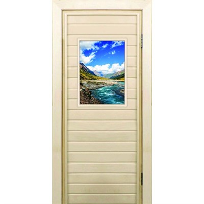 Дверь для бани со стеклом (40*60), "Долина", 170×70см, коробка из осины - фото 2079971