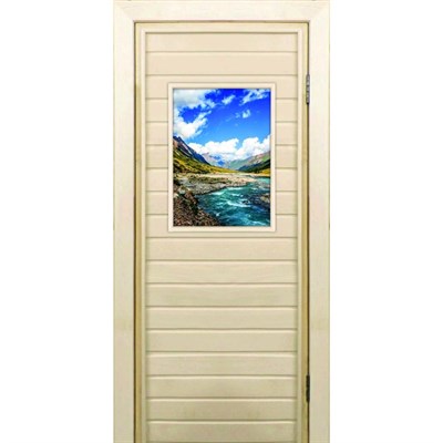 Дверь для бани со стеклом (40*60), "Долина", 180×70см, коробка из осины - фото 2079972